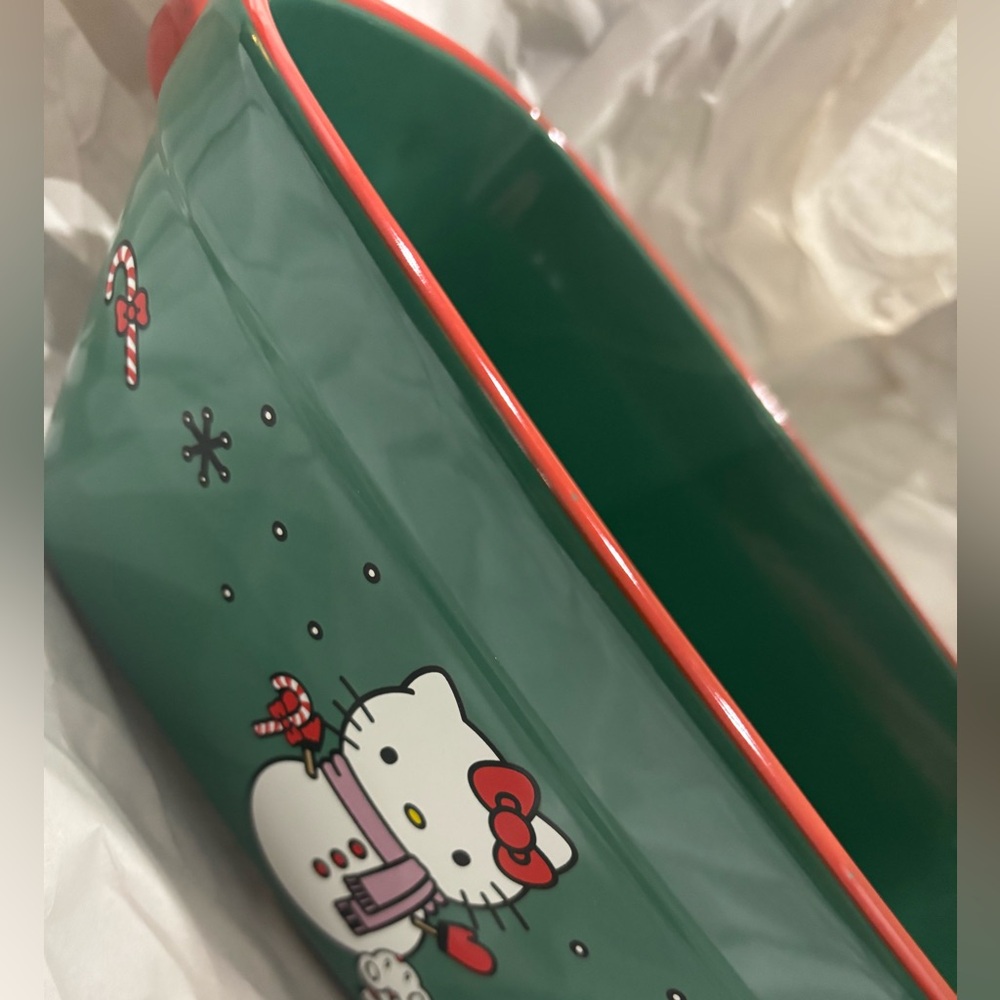 NEW - Hello Kitty Snowman Christmas Ceramic Loaf Pan Baking Dish Holiday 9” - Picture 5 of 8